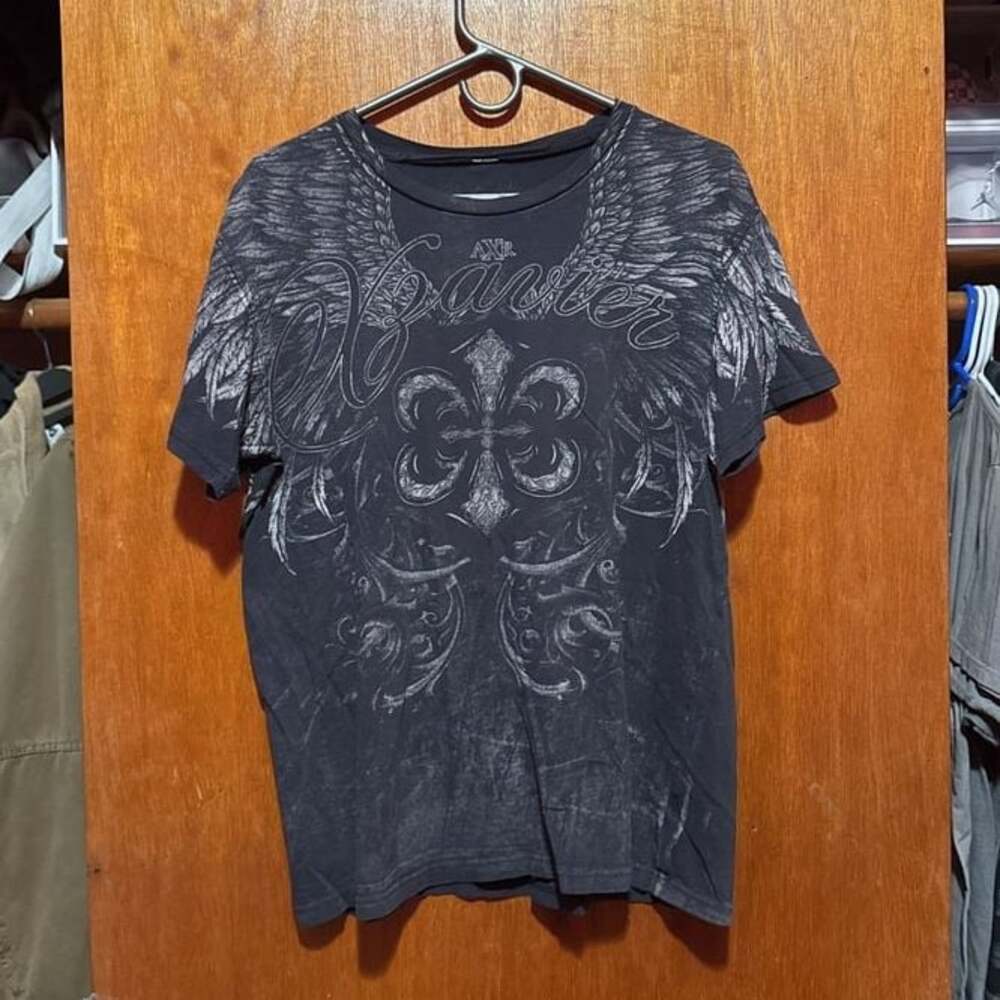 Affliction Eagle Distressed Grunge Double Sided Cyber Y2K Style T-Shirt